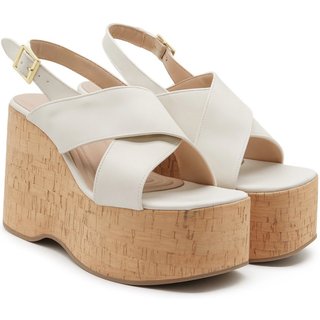 Sandália Feminina Anabela Plataforma Grossa Cortiça 182175 Off White
