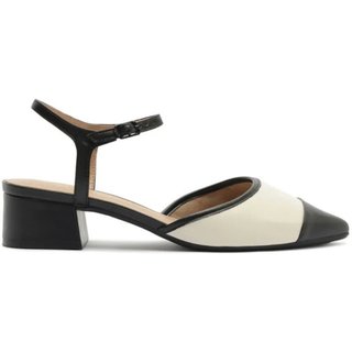 Sandalia Anacapri Salto Bloco Bicolor Branco Off e Preto Anacapri Off-white