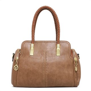 Bolsa Baú Média Luxuosa De Mão Feminina Transversal De Ombro - Nude