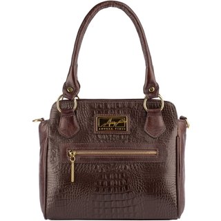 Bolsa de couro croco Amélia - Café