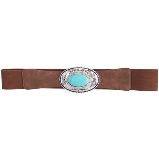 Cinto Cabanafree COM ELASTICO BOHO MARROM COM DETALHE AZUL