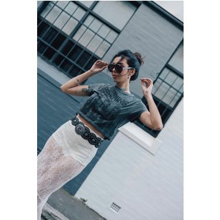 BABY TEE CROPPED CHUMBO SPARKING - Cinza - marinaegabriella