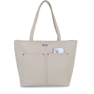 Bolsa Feminina Grande Para Faculdade ou Trabalho Alça Tiracolo e Ombro Espaçosa Retta Oficial Marfim