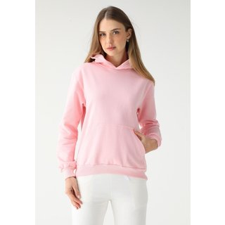 Blusa de Frio Moletom Feminino Flanelado Benellys Liso Canguru Rosa Claro