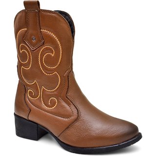 Bota Texana Feminina Ipê Mulato Country Cano Medio Confortavel Cor Whisky