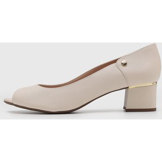 Peep Toe Feminino Jorge Bischoff Salto Bloco Off-White