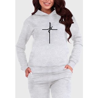 Blusa de Frio Moletom Feminino Canguru Fé Benellys Cinza Claro