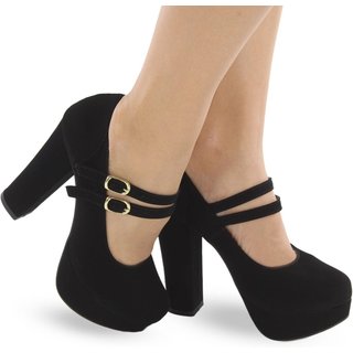 Sapato Boneca Meia Pata Salto Alto Grosso Preto M61