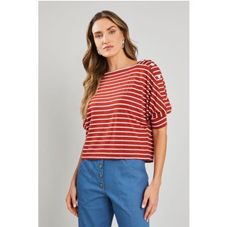 Blusa Rubinella Decote Canoa Telha