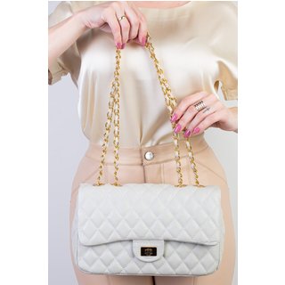 Bolsa Andrea Vinci De Couro Matelassê Quilted Penélope - Marfim
