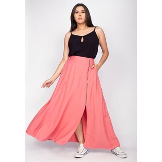 Saia Midi CabanaFree com Zíper Rosa