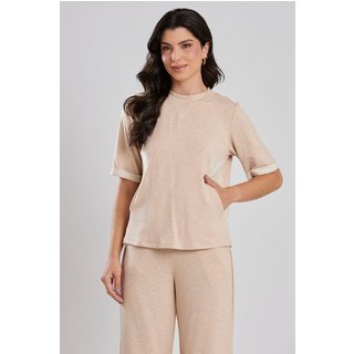 Blusa Comfy Com Bolsos Bege