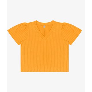 Blusa Canelada Plus Infinita Cor Amarelo