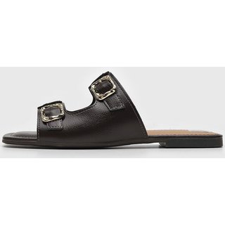 Rasteira Feminina Dakota Fivela Café