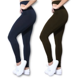 Kit 2 Calças Legging Heide Ribeiro Leg Basic Suplex Ginástica Preto e Marrom