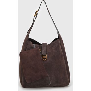 Bolsa Feminina com Necessaire Arezzo Textura Suede Marrom