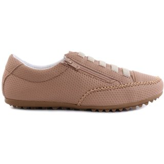 Sapatênis Tênis Feminino Leve Cor Nude Zíper Lateral