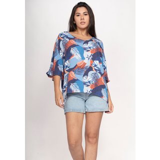 Blusa CabanaFree Morcego Ampla Tangará Estampa Jardim Celeste