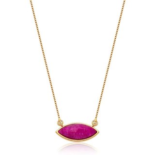 Infantil - Colar Navete Pedra Natural Pink Semijoia Banhado a Ouro 18k Ania Store