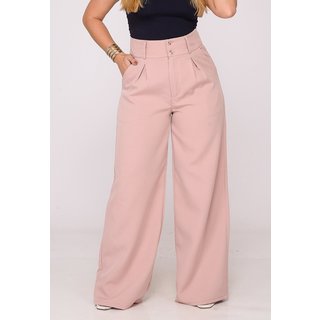 Calça Pantalona Alfaiataria Feminina Social Nude