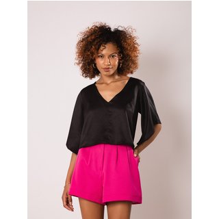 CROPPED DECOTE V ACETINADO PRETO