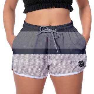 Short Feminino W2 Premium com Elástico e Cordão Ajustável Bolsos Laterais e Secagem Rápida Casual Praia ou Academia Preto Cinza