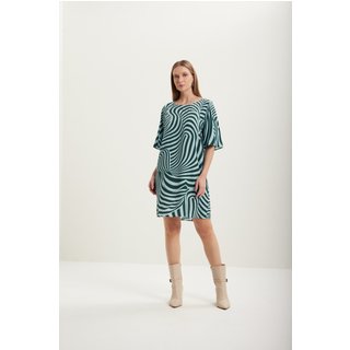 Vestido Curto Fluido Estampado Em Viscose Responsável