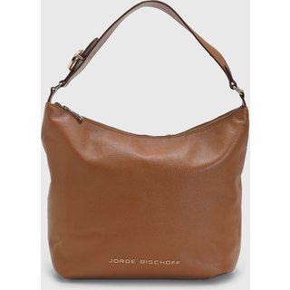 Bolsa Feminina Jorge Bischoff Detalhe Metalizado Caramelo