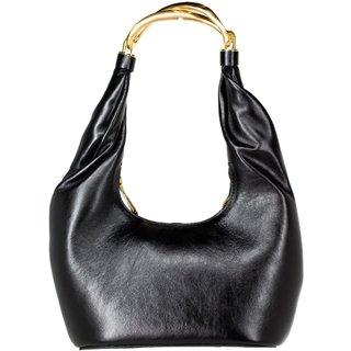 Bolsa Feminina Média Schutz Hobo Soleil Couro Alça Dourada Preto Black