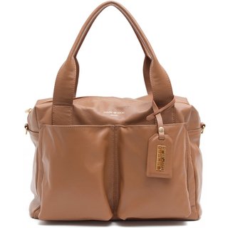 Bolsa Feminina Em Couro Alça De Mão Caramelo "Patrícia Moura"""