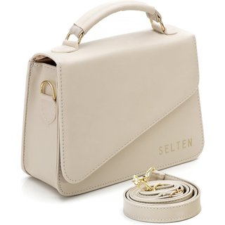 Bolsa Pequena Feminina de Mão e Tiracolo Bolsinha Transversal Clutch Mini Bag Creme