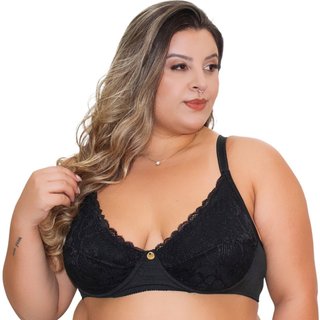 Sutiã IMI Lingerie Sem Bojo Plus Size Reforçado Sustentação Renda Suzane Preto