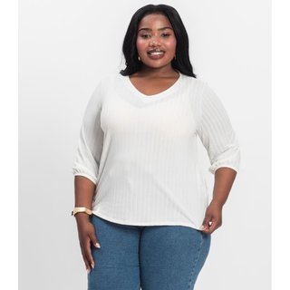 Blusa Canelada Plus Infinita Cor Bege