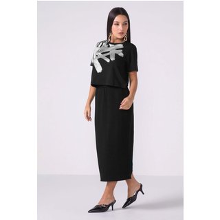 Saia Midi Feminina Tricot Marialícia Preto