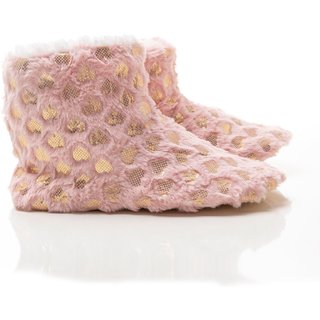 Infantil - Pantufa Botinha Feminina Ivana Coração Rosa