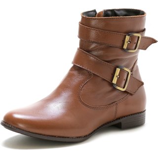 Bota Cano Curto Feminina Couro Tellini Store Conhaque