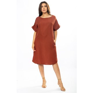Vestido Curto Amazônia Vital Viscose com Bolso Marrom
