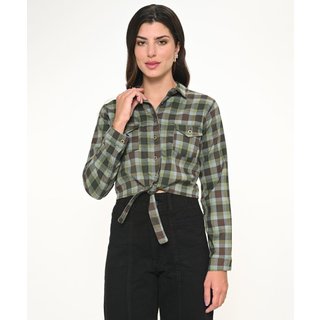 Camisa Feminina Cropped Xadrez Verde Razon Jeans
