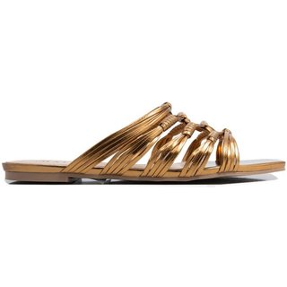Rasteira Maithe Couro Dourado Maithe Bronze