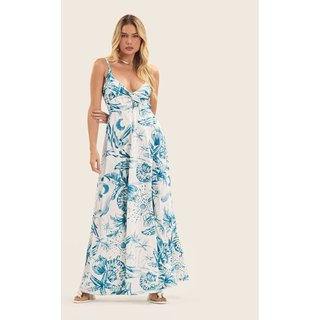 Vestido Longo Feminino em Meia Malha Endless Azul