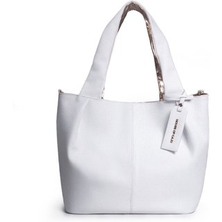 BOLSA FEMININA EM COURO TIRACOLO BRANCO COM DOURADO "ANA RANGEL"""
