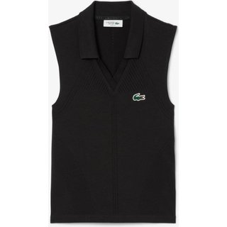 Camisa Polo para Tênis sem Manga em Malha Elástica Preto