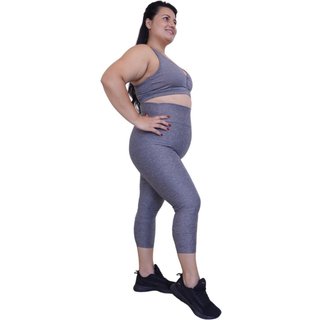Calça Legging Plus Size Heide Ribeiro Corsário Fit Silver Cinza Mescla