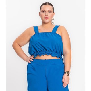 Regata Cropped Plus Size Neon Secret Glam Azul