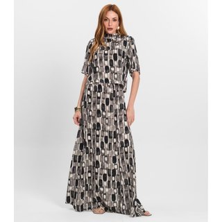 Saia Longa Feminina Estampada Endless Preto