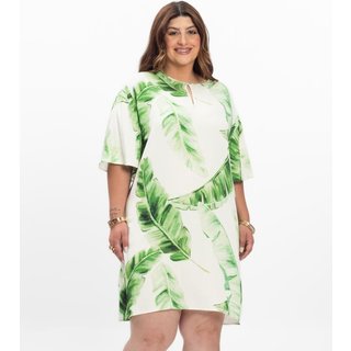 Vestido Feminino Plus Size Curto Secret Glam Bege