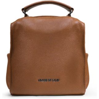 Mochila Feminina Em Couro Caramelo "Valentina Brum"""