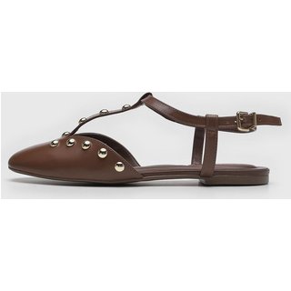 Slingback Feminino Loucos e Santos Tachas Marrom