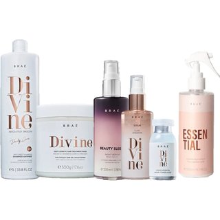 Brae Divine Shampoo 1L Mascara 500g Serum 60ml Ampola 13ml Essential 260ml e Beauty Sleep 100ml