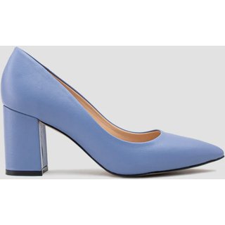 Scarpin Salto Grosso Couro Azul CBK